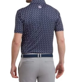 FootJoy Men's Leaping Dolphins Print Lisle Golf Polo Shirt -All Golf Shop 0074795 footjoy mens leaping dolphins print lisle golf polo shirt