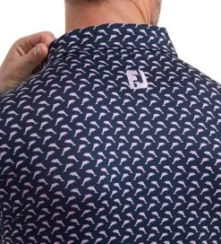 FootJoy Men's Leaping Dolphins Print Lisle Golf Polo Shirt -All Golf Shop 0074796 footjoy mens leaping dolphins print lisle golf polo shirt