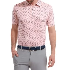 FootJoy Men's Leaping Dolphins Print Lisle Golf Polo Shirt -All Golf Shop 0074804 footjoy mens leaping dolphins print lisle golf polo shirt