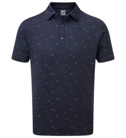FootJoy Men's School Of Fish Print Lisle Golf Polo Shirt