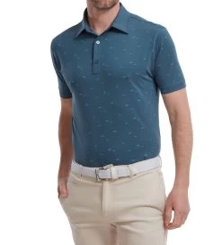 FootJoy Men's School Of Fish Print Lisle Golf Polo Shirt -All Golf Shop 0074832 footjoy mens school of fish print lisle golf polo shirt