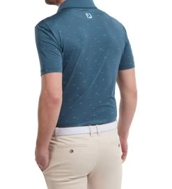 FootJoy Men's School Of Fish Print Lisle Golf Polo Shirt -All Golf Shop 0074834 footjoy mens school of fish print lisle golf polo shirt