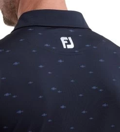 FootJoy Men's School Of Fish Print Lisle Golf Polo Shirt -All Golf Shop 0074835 footjoy mens school of fish print lisle golf polo shirt