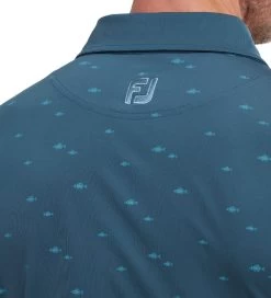 FootJoy Men's School Of Fish Print Lisle Golf Polo Shirt -All Golf Shop 0074836 footjoy mens school of fish print lisle golf polo shirt