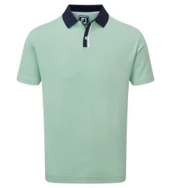 FootJoy Men's Solid Stripe Placket Pique Golf Polo Shirt