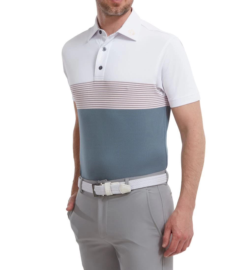 FootJoy Men's Colour Block Pique Golf Polo Shirt 10 FootJoy Men's Colour Block Pique Golf Polo Shirt - Image 10