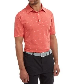 FootJoy Men's School Of Fish Print Lisle Golf Polo Shirt -All Golf Shop 0078857 footjoy mens school of fish print lisle golf polo shirt