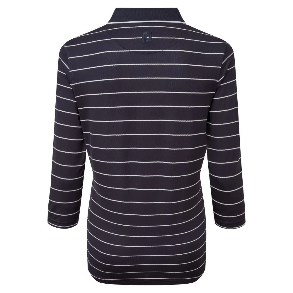 FootJoy Ladies 3/4 Sleeve Pinstripe Pique Golf Polo Shirt 3 FootJoy Ladies 3/4 Sleeve Pinstripe Pique Golf Polo Shirt - Image 3